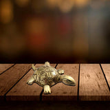 Vastu Tortoise Brass Turtle Statue Wish Fulfilling Tortoise Home Decor Vasthu Shastra Remedy, Wealth, Money, Health, Good Luck Decoration Indian Lucky Charm Interior Decorative Showpiece - Gold - Divya Mantra