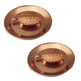 Divya Mantra Feng Shui Pure Copper 2" Tortoise/Turtle with 3.5" Diameter Water Plate; Vastu Living Positivity, Wealth, Money, Good Luck & Longevity; Home, Office Decor Gift Items / Products-Set of 2 - Divya Mantra