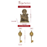 Divya Mantra Sri Sree Hindu God Kuber Idol Sculpture Statue Murti for Meditation, Prayer, Office, Business, Home Decor & Kubera Kunji Key Combo Set For Wealth, Money, Good Luck, Prosperity & Success - Divya Mantra