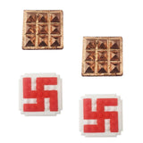 Divya Mantra Combo Of 2 Hindu Symbol Swastika 25 Pyramids Yantra And Set Of 2 : 9 Wish Pyramids on Pure Copper Plate Yantra Wall/Door Sticker - Vastu Dosh Nivaran, Money, Vaastu Shastra - Multicolour - Divya Mantra