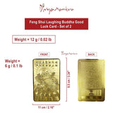 Divya Mantra Feng Shui Good Luck Metallic Card Happy Man/Laughing Buddha Holding Ru Yi with 5 Kids / Five Children for Attracting Fortune, Wealth, Happiness in Family, Descendant Luck – Gold– Set of 2 - Divya Mantra