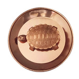 Divya Mantra Chinese Lucky Charm Turtle Pair Home Decor Statue & Feng Shui Pure Copper 2 Inch Tortoise with 3.5 Inch Diameter Water Plate; Vastu Living, Wealth, Health, Good Luck Set - Copper, Gold - Divya Mantra