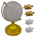 Divya Mantra Japanese Lucky Charm Money Turtle 2 Pairs Home Decor & Feng Shui Crystal Rotating 4 cm Globe Educational Earth Texture Map for Students, Kids, Home, Office, Table Decoration- Gold, Silver - Divya Mantra