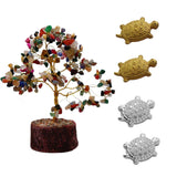 Divya Mantra Japanese Asakusa Temple Lucky Charm Turtle 2 Pairs Home Decor Statues & Feng Shui Natural Healing Gemstone Crystal Bonsai Fortune Tree for Good Luck, Wealth, Table Decoration- Multicolor - Divya Mantra