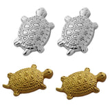 Divya Mantra Japanese Asakusa Temple Lucky Charm Turtle Pair Home Decor Statue For Good Luck, Amulet, Talisman, Wealth Mascot, Health, Money, Decorative Collectible Ornament Combo Set - Silver, Golden - Divya Mantra