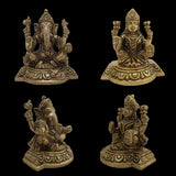 Laxmi Ganesha Idol For Home Temple Decor Mandir Room Decoration Accessories Indian Sri Hindu Lord Diwali Pooja Murti Puja Articles God Brass Statue Interior Decorative Showpiece Good Luck Money - Gold - Divya Mantra