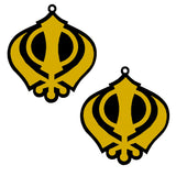 Sikh Khanda for Car Home Wall Decor Temple Pooja Items Sacred Religious Decorative Showpiece Interior Hanging Accessories Puja Symbol Good Luck Charm -Double Sided-Set Of 2