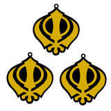 Divya Mantra Sikh Khanda for Car Home Wall Decor Temple Pooja Items Sacred Religious Decorative Showpiece Interior Hanging Accessories Puja Symbol Good Luck Charm -Double Sided, Black Yellow -Set Of 3 - Divya Mantra