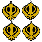 Sikh Khanda for Car Home Wall Decor Temple Showpiece Interior Hanging Accessories Puja Symbol Good Luck Charm -Double Sided-Set of 4