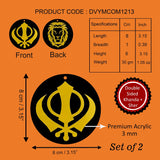 Sikh Khanda for Car Home Wall Decor Temple Pooja Items Sacred Religious Decorative Showpiece Interior Hanging Accessories Sher Symbol Lucky Charm -Double Sided, -Set of 2