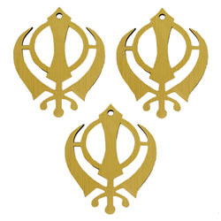 Sikh Khanda for Car Home Wall Decor Temple Pooja Items Sacred Religious Decorative Showpiece Interior Hanging Accessories Puja Symbol Good Luck Charm -Double Sided - Set of 3