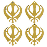 Divya Mantra Sikh Khanda for Car Home Wall Decor Temple Pooja Items Sacred Religious Decorative Showpiece Interior Hanging Accessories Puja Symbol Good Luck Charm - Double Sided, Golden - Set Of 4 - Divya Mantra