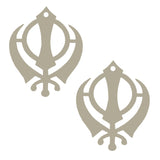 Divya Mantra Sikh Khanda for Car Home Wall Decor Temple Pooja Items Sacred Religious Decorative Showpiece Interior Hanging Accessories Puja Symbol Good Luck Charm - Double Sided, Silver - Set Of 2 - Divya Mantra