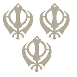 Divya Mantra Sikh Khanda for Car Home Wall Decor Temple Pooja Items Sacred Religious Decorative Showpiece Interior Hanging Accessories Puja Symbol Good Luck Charm - Double Sided, Silver - Set Of 3 - Divya Mantra