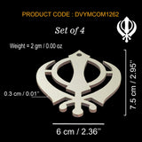 Sikh Khanda for Car Home Wall Decor Temple Pooja Items Sacred Religious Decorative Showpiece Interior Hanging Accessories Puja Symbol Good Luck Charm -Double Sided - Set of 4