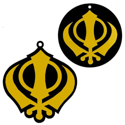 Sikh Khanda for Car Home Wall Decor Temple Pooja Items Sacred Religious Decorative Showpiece Interior Hanging Accessories Puja Symbol Lucky Charm -Double Sided - Set of 2