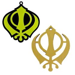 Sikh Khanda for Car Home Wall Decor Temple Pooja Items Sacred Religious Decorative Showpiece Interior Hanging Accessories Puja Symbol Lucky Charm -Double Sided-Set of 2