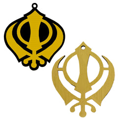 Sikh Khanda for Car Home Wall Decor Temple Pooja Items Sacred Religious Decorative Showpiece Interior Hanging Accessories Puja Symbol Lucky Charm - Double Sided-Set of 2