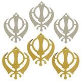 Sikh Khanda for Car Home Wall Decor Temple Pooja Items Sacred Religious Decorative Showpiece Car Interior Mirror Hanging Accessories Good Luck Charm -Double Sided,  -Set of 6