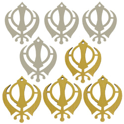Sikh Khanda for Car Home Wall Decor Temple Pooja Sacred Religious Decorative Showpiece Car Interior Mirror Hanging Accessories Good Luck Charm -Double Sided,  -Set of 8