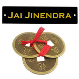 Fengshui Chinese Lucky Fortune Dragon Coin Jai Jinendra Jain Home Wall Decor English Sticker Entrance Door Symbol Pooja Items Decorative Showpiece Interior Decoration - Set of 2