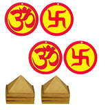 Divya Mantra Vastu Remedy Wish Pyramid Multilayered Zinc Sri Om Swastik Indian Mandir Home Wall Decor Hindu Temple Pooja Items Vasthu Decorative Car Hanging Diwali Puja Double Sided Symbol - Multi - Set of 4 - Divya Mantra
