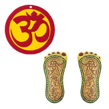 Divya Mantra Sri Laxmi Charan Paduka Feet Door Stickers Om Indian Mandir Home Wall Decor Hindu Temple Pooja Items Vastu Decorative Car Hanging Diwali Puja Single Sided Symbol - Multi - Set of 2 - Divya Mantra