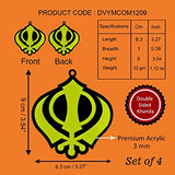 Sikh Khanda for Car Home Wall Decor Temple Pooja Items Sacred Religious Decorative Showpiece Interior Hanging Accessories Puja Symbol Good Luck Charm -Double Sided -Set Of 4