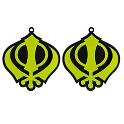 Sikh Khanda for Car Home Wall Decor Temple Pooja Items Sacred Religious Decorative Showpiece Interior Hanging Accessories Puja Symbol Good Luck Charm -Double Sided-Set Of 2