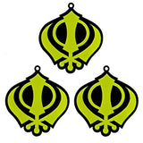 Sikh Khanda for Car Home Wall Decor Temple Pooja Items Sacred Religious Decorative Showpiece Interior Hanging Accessories Puja Symbol Good Luck Charm -Double Sided-Set Of 3