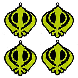 Sikh Khanda for Car Home Wall Decor Temple Pooja Items Sacred Religious Decorative Showpiece Interior Hanging Accessories Puja Symbol Good Luck Charm -Double Sided -Set Of 4