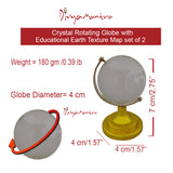 Divya Mantra Feng Shui Crystal Rotating 4 cm Globes Set of 2 with Educational Earth Texture Map-Students, Kids, Home, Office, Table Decoration-Career, Financial, Business Luck, Gift Item/Product-Clear - Divya Mantra