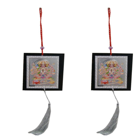 Divya Mantra Car Decoration Rear View Mirror Hanging Accessories Set of Two Panchmukhi Hanuman - Divya Mantra