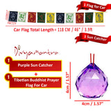 Divya Mantra Combo Of Purple Sun Catcher Hanging And Prayer Flag For Car - Divya Mantra