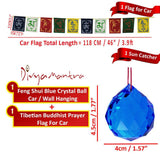 Divya Mantra Combo Of Blue Crystal Sun Catcher Hanging And Prayer Flag For Car - Divya Mantra