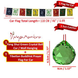 Divya Mantra Combo Of Green Crystal Sun Catcher Hanging And Prayer Flag For Car - Divya Mantra
