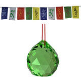 Divya Mantra Combo Of Green Crystal Sun Catcher Hanging And Prayer Flag For Car - Divya Mantra