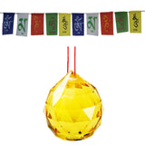 Divya Mantra Combo Of Yellow Crystal Sun Catcher Hanging And Prayer Flag For Car - Divya Mantra