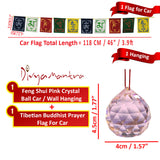 Divya Mantra Combo Of Pink Crystal Sun Catcher Hanging And Prayer Flag For Car - Divya Mantra