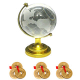 Divya Mantra Combo Pack Of 3 Feng Shui Chinese Coins & Crystal Globe Standard - Divya Mantra