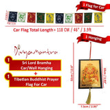 Divya Mantra Combo Of Lord Bramha Car Decoration Rear View Mirror Hanging Accessories And Prayer Flag For Car - Divya Mantra