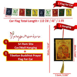 Divya Mantra Combo Of Lord Ram Sita Car Decoration Rear View Mirror Hanging Accessories And Prayer Flag For Car - Divya Mantra