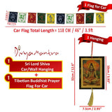 Divya Mantra Combo Of Shiva Car Decoration Rear View Mirror Hanging Accessories And Prayer Flag For Car - Divya Mantra