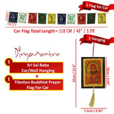 Divya Mantra Combo Of Sai Baba Car Decoration Rear View Mirror Hanging Accessories And Prayer Flag For Car - Divya Mantra
