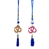 Divya Mantra Decorative Evil Eye Om Pendant Amulet for Car Rear View Mirror Decor Ornament Accessories/Good Luck Charm Protection Interior Wall Hanging Showpiece - Multicolor, Set of 2 - Divya Mantra