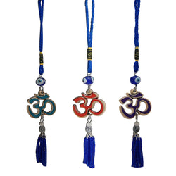 Divya Mantra Decorative Evil Eye Om Pendant Amulet for Car Rear View Mirror Decor Ornament Accessories/Good Luck Charm Protection Interior Wall Hanging Showpiece - Multicolor, Set of 3 - Divya Mantra