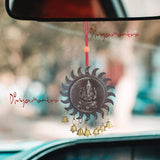 Divya Mantra Amulet for Car Rear View Mirror Decor Ornament Accessories/Good Luck Charm Vastu Ganesha with Bells Interior Wall Hanging Showpiece - Brown, Set of 2 - Divya Mantra