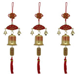 Divya Mantra Car Decoration Rear View Mirror Hanging Accessories Tibetan Feng Shui Bell in Yellow Set of 3 - Divya Mantra