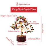 Divya Mantra Feng Shui Natural Multicolor Healing Gemstone Crystal Bonsai Fortune Tree for Good Luck, Wealth & Prosperity Set of 2 - Divya Mantra