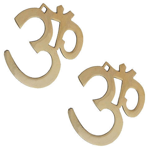 Divya Mantra Hindu Lucky Symbol Om Pure Brass Wall Hangings For Vastu, Yoga and Meditation - Set of 2 - Divya Mantra